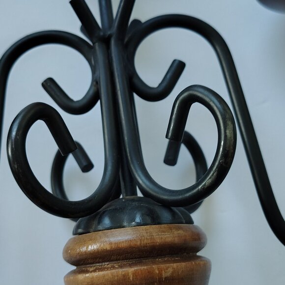 Boho Chic Candleabra Brown Wood 5 Candleholder Black Metal Casual - Picture 6 of 16
